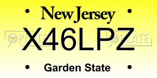 X46LPZ New Jersey License Plate