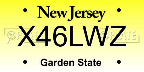 X46LWZ New Jersey License Plate