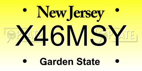 X46MSY New Jersey License Plate