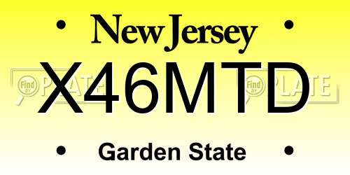 X46MTD New Jersey License Plate