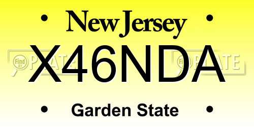 X46NDA New Jersey License Plate