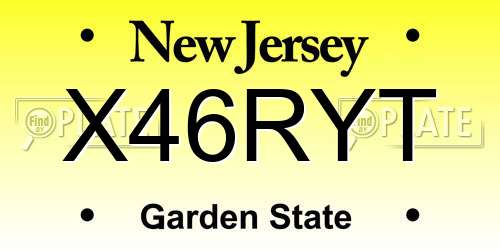 X46RYT New Jersey License Plate