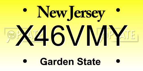 X46VMY New Jersey License Plate