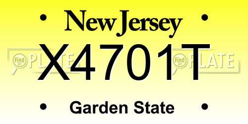 X4701T New Jersey License Plate