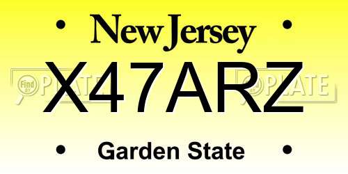 X47ARZ New Jersey License Plate