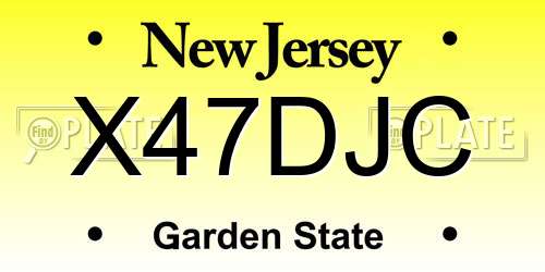 X47DJC New Jersey License Plate