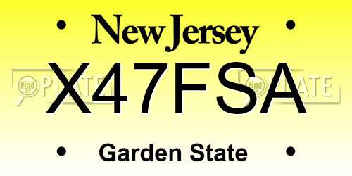 X47FSA New Jersey License Plate