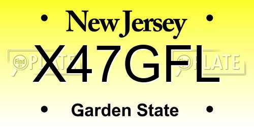 X47GFL New Jersey License Plate