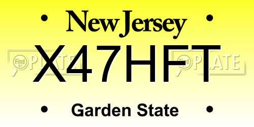 X47HFT New Jersey License Plate