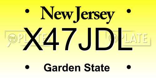 X47JDL New Jersey License Plate