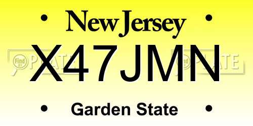 X47JMN New Jersey License Plate