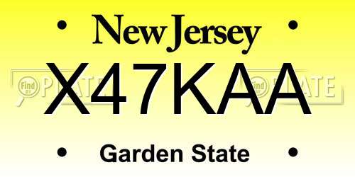 X47KAA New Jersey License Plate