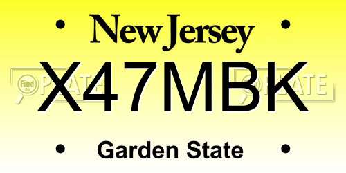 X47MBK New Jersey License Plate