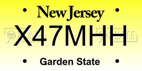 X47MHH New Jersey License Plate