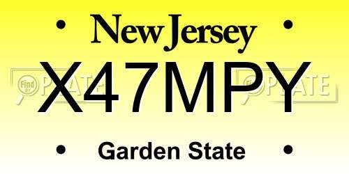 X47MPY New Jersey License Plate