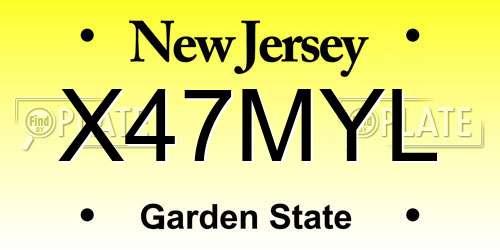 X47MYL New Jersey License Plate