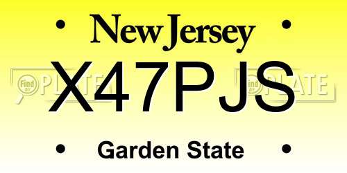 X47PJS New Jersey License Plate