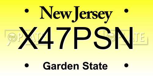 X47PSN New Jersey License Plate