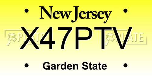 X47PTV New Jersey License Plate