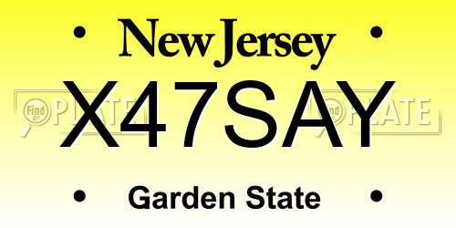 X47SAY New Jersey License Plate