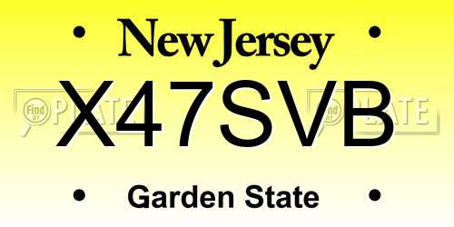X47SVB New Jersey License Plate