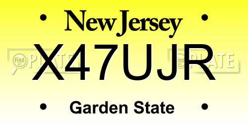 X47UJR New Jersey License Plate