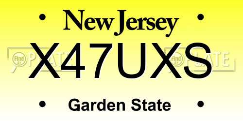 X47UXS New Jersey License Plate