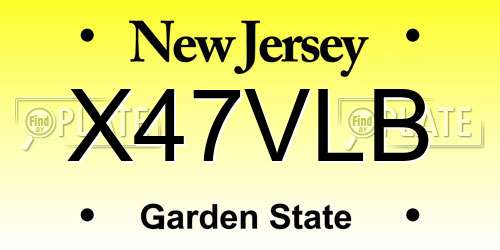 X47VLB New Jersey License Plate