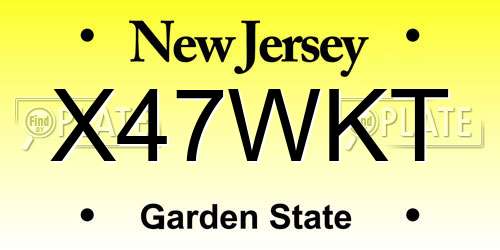 X47WKT New Jersey License Plate