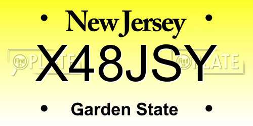 X48JSY New Jersey License Plate
