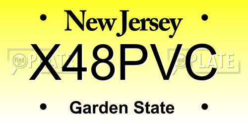 X48PVC New Jersey License Plate
