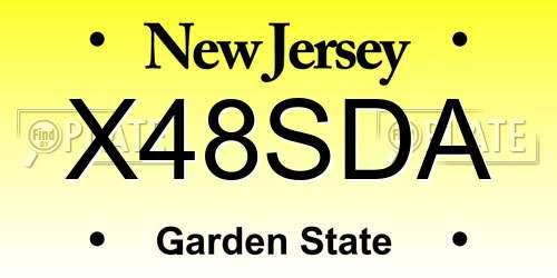 X48SDA New Jersey License Plate