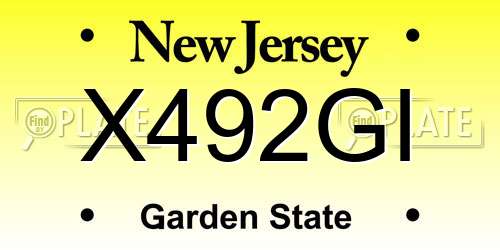 X492GI New Jersey License Plate