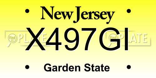X497GI New Jersey License Plate