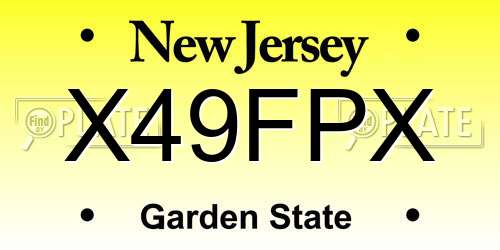 X49FPX New Jersey License Plate