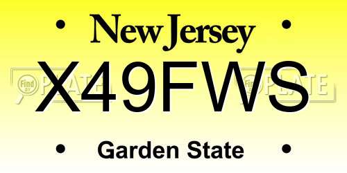 X49FWS New Jersey License Plate