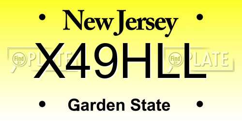 X49HLL New Jersey License Plate