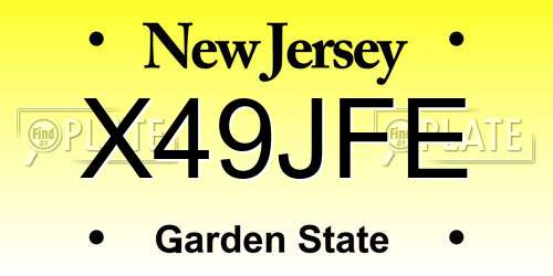 X49JFE New Jersey License Plate