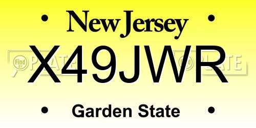 X49JWR New Jersey License Plate