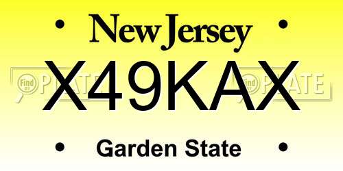 X49KAX New Jersey License Plate