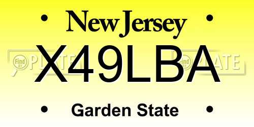 X49LBA New Jersey License Plate