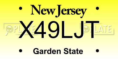 X49LJT New Jersey License Plate