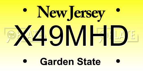 X49MHD New Jersey License Plate