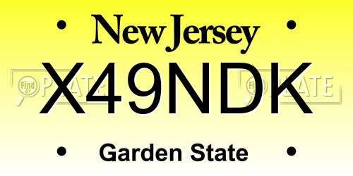 X49NDK New Jersey License Plate