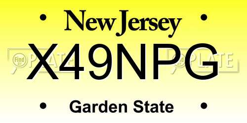 X49NPG New Jersey License Plate