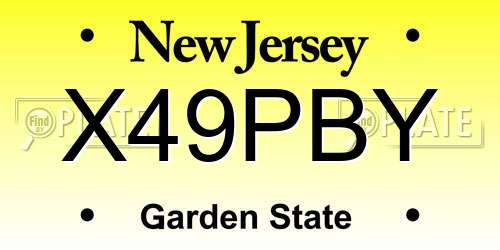 X49PBY New Jersey License Plate