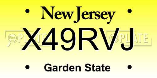X49RVJ New Jersey License Plate