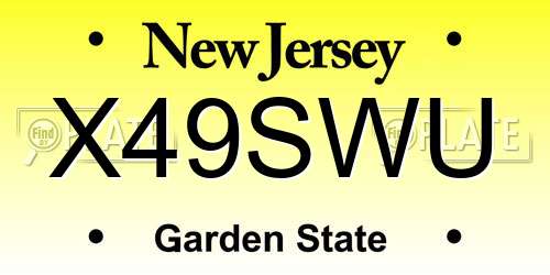 X49SWU New Jersey License Plate