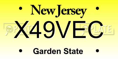 X49VEC New Jersey License Plate
