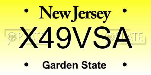 X49VSA New Jersey License Plate